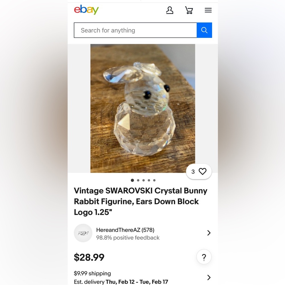 SWAROVSKI CRYSTAL MINI BUNNY FIGURINES SET of 2 - Picture 6 of 7